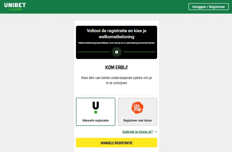Unibet BE-registratie