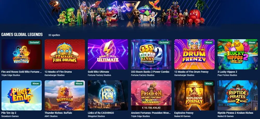 Spellencollectie bij casino Unibet