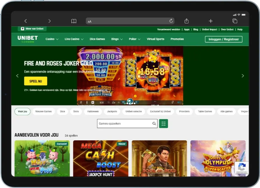 Unibet-app voor tablets