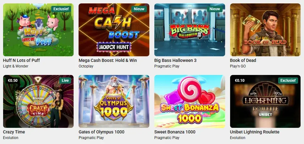 Unibet-spellen en gokkasten