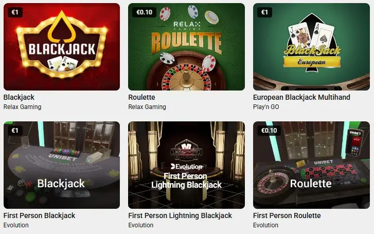 Roulette bij Unibet Games Collection